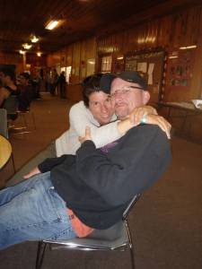 Mike and his wife Teree snuggling in the Dining Hall