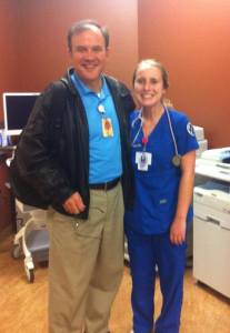 Molly and me on the 5th Floor Post-Partum Unit at CCMC when she was an RN Extern