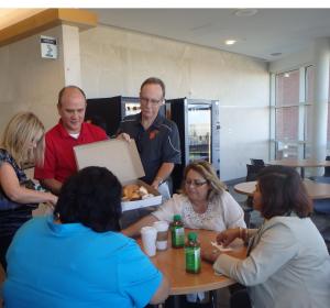 Leah, me and Doug handing out donut to those at the CRMC ICU Waiting Room on Molly Day. Molly's friend, Emily, spent several weeks in this ICU in recovery from the accident 