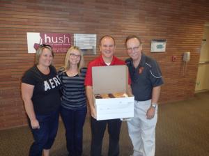 Stacy, Leah, me and Doug with the donuts we brought to share with those in the ICU Waiting Room